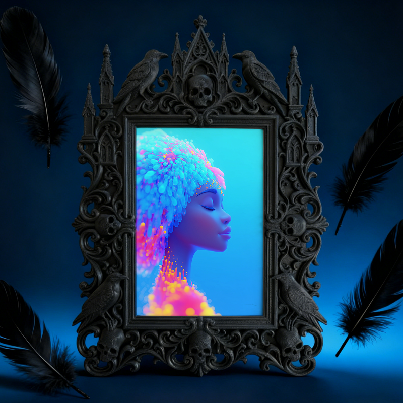 Gothic Dark-style Photo Frame | Handmade Jewelry Shop Window Decor, Photo Ornament, Wall-mountable & Tabletop, Waterproof Plastic Frame