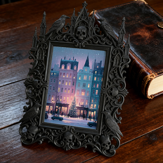 Gothic Dark-style Photo Frame | Steampunk Workshop Decor, Photo Ornament, Wall-mountable & Tabletop, Waterproof Plastic Frame