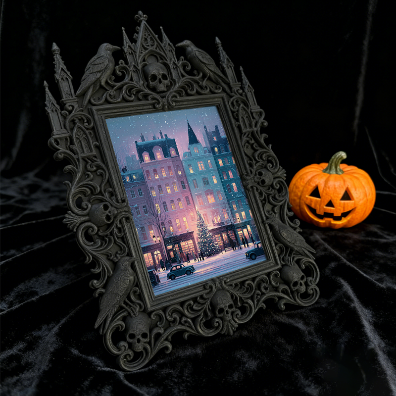 Gothic Dark-style Photo Frame | Steampunk Workshop Decor, Photo Ornament, Wall-mountable & Tabletop, Waterproof Plastic Frame