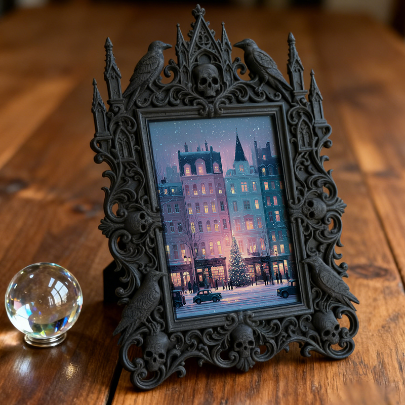 Gothic Dark-style Photo Frame | Steampunk Workshop Decor, Photo Ornament, Wall-mountable & Tabletop, Waterproof Plastic Frame