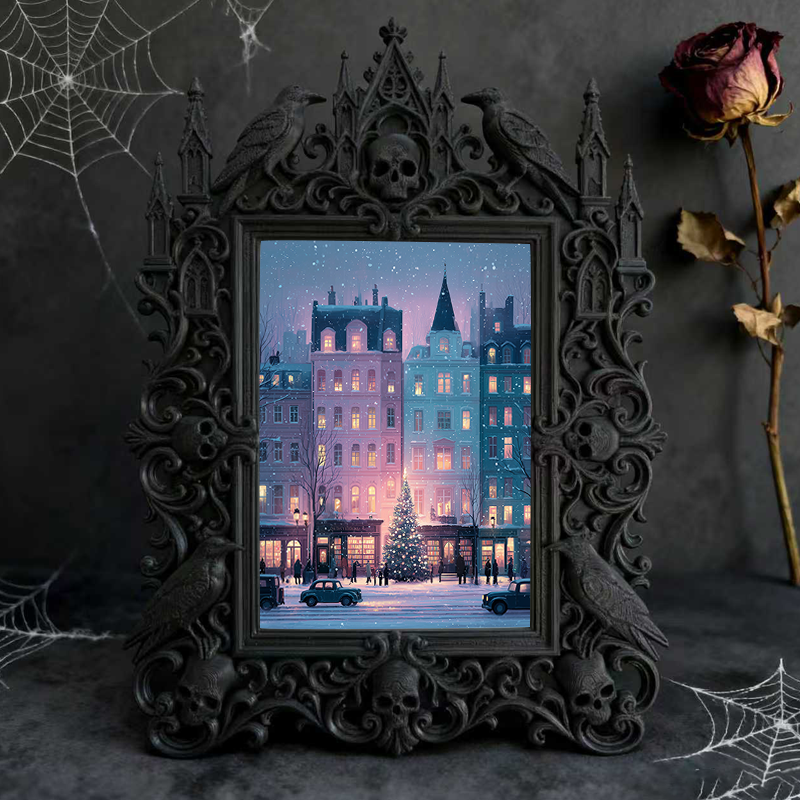 Gothic Dark-style Photo Frame | Steampunk Workshop Decor, Photo Ornament, Wall-mountable & Tabletop, Waterproof Plastic Frame