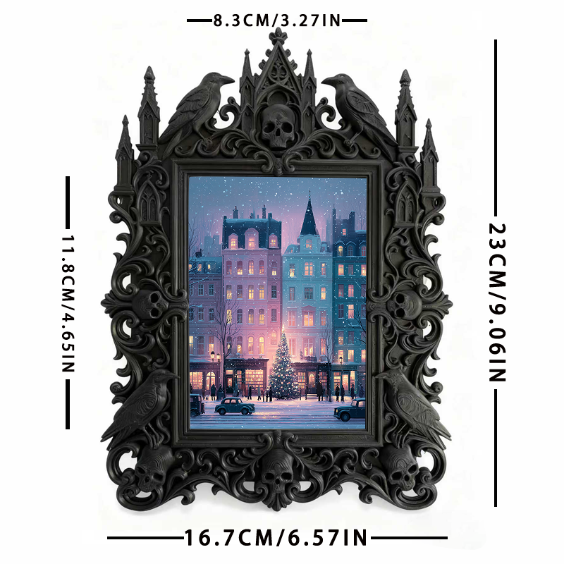 Gothic Dark-style Photo Frame | Steampunk Workshop Decor, Photo Ornament, Wall-mountable & Tabletop, Waterproof Plastic Frame