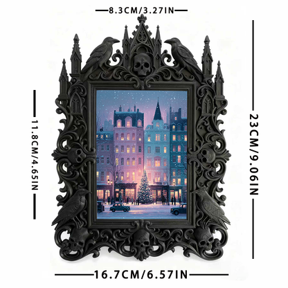 Gothic Dark-style Photo Frame | Steampunk Workshop Decor, Photo Ornament, Wall-mountable & Tabletop, Waterproof Plastic Frame