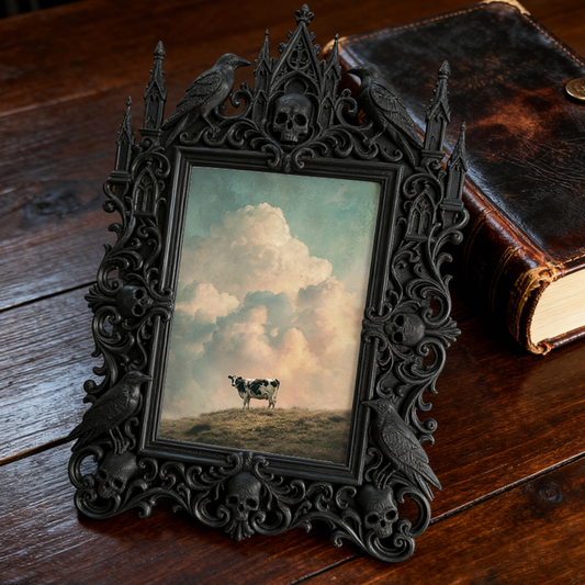 Gothic Dark-style Photo Frame | Halloween Haunted House Decor, Photo Ornament, Wall-mountable & Tabletop, Waterproof Plastic Frame