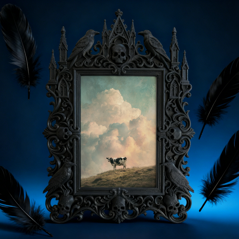 Gothic Dark-style Photo Frame | Halloween Haunted House Decor, Photo Ornament, Wall-mountable & Tabletop, Waterproof Plastic Frame
