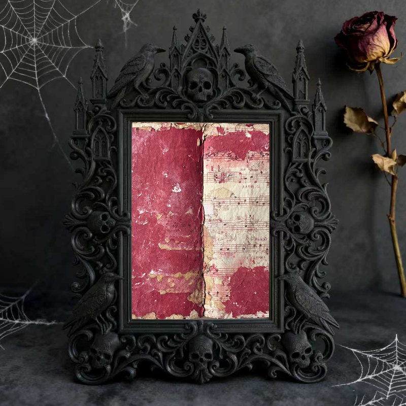 Gothic Dark-style Photo Frame | Calligraphy Studio Wall Decor, Photo Ornament, Wall-mountable & Tabletop, Waterproof Plastic Frame