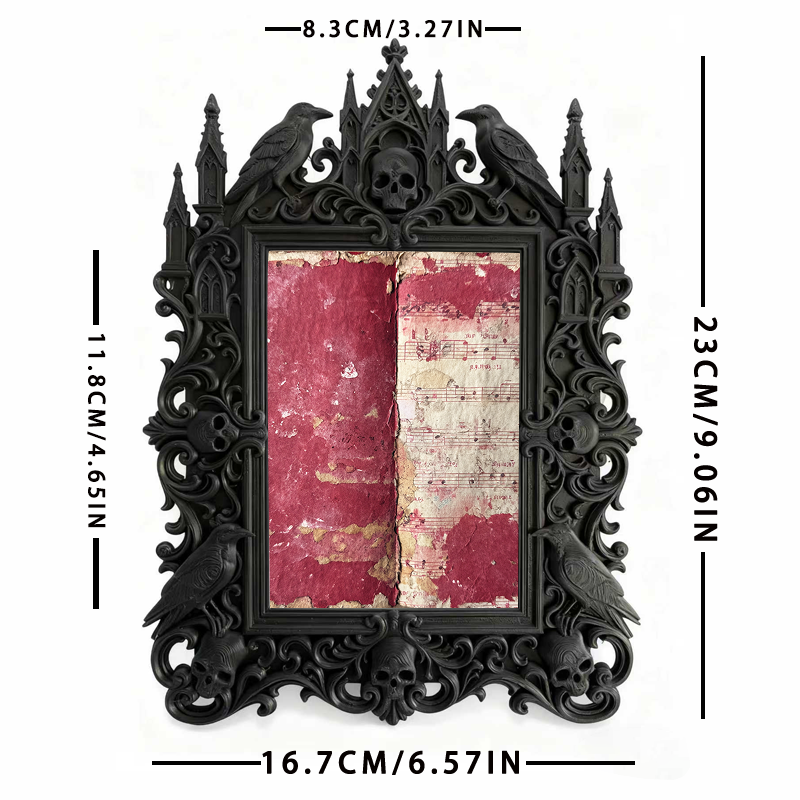 Gothic Dark-style Photo Frame | Calligraphy Studio Wall Decor, Photo Ornament, Wall-mountable & Tabletop, Waterproof Plastic Frame