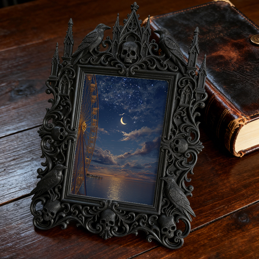 Gothic Dark-style Photo Frame | Retro Bowling Alley Lounge Decor, Photo Ornament, Wall-mountable & Tabletop, Waterproof Plastic Frame