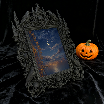 Gothic Dark-style Photo Frame | Retro Bowling Alley Lounge Decor, Photo Ornament, Wall-mountable & Tabletop, Waterproof Plastic Frame