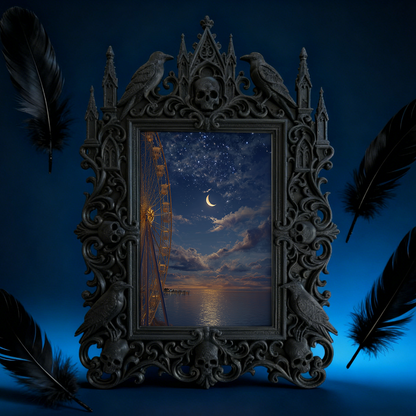 Gothic Dark-style Photo Frame | Retro Bowling Alley Lounge Decor, Photo Ornament, Wall-mountable & Tabletop, Waterproof Plastic Frame