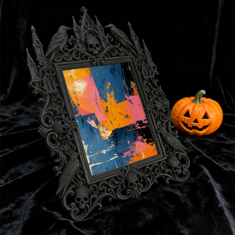Gothic Dark-style Photo Frame | Dark-themed Bakery Window Decor, Photo Ornament, Wall-mountable & Tabletop, Waterproof Plastic Frame