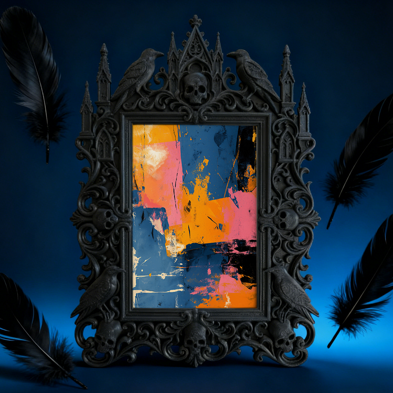 Gothic Dark-style Photo Frame | Dark-themed Bakery Window Decor, Photo Ornament, Wall-mountable & Tabletop, Waterproof Plastic Frame