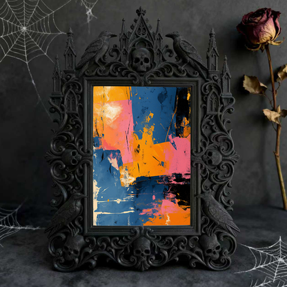 Gothic Dark-style Photo Frame | Dark-themed Bakery Window Decor, Photo Ornament, Wall-mountable & Tabletop, Waterproof Plastic Frame