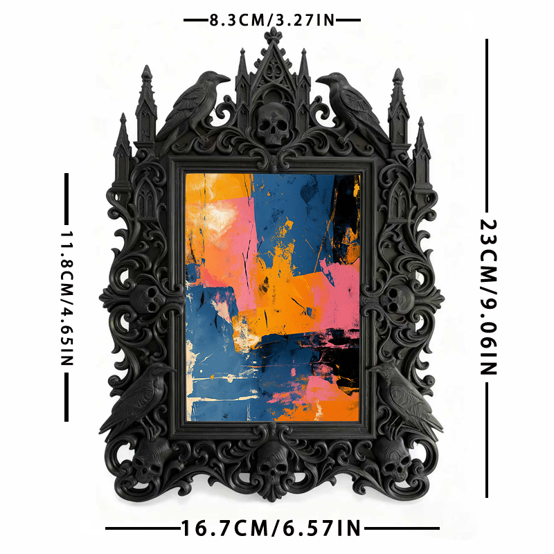 Gothic Dark-style Photo Frame | Dark-themed Bakery Window Decor, Photo Ornament, Wall-mountable & Tabletop, Waterproof Plastic Frame