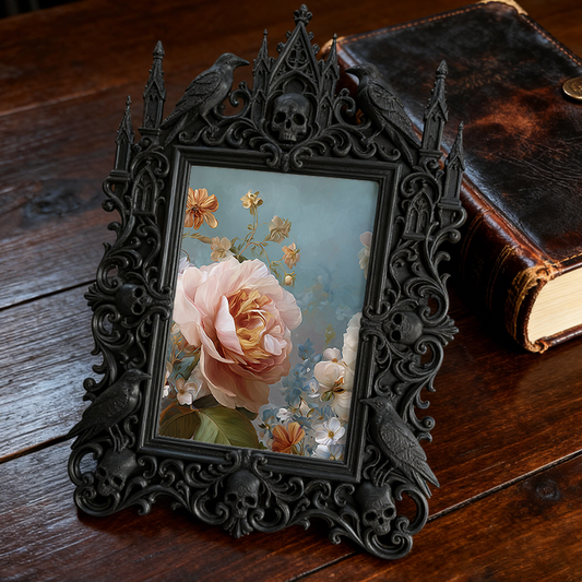 Gothic Dark-style Photo Frame | Vintage Postcard Shop Display Decor, Photo Ornament, Wall-mountable & Tabletop, Waterproof Plastic Frame
