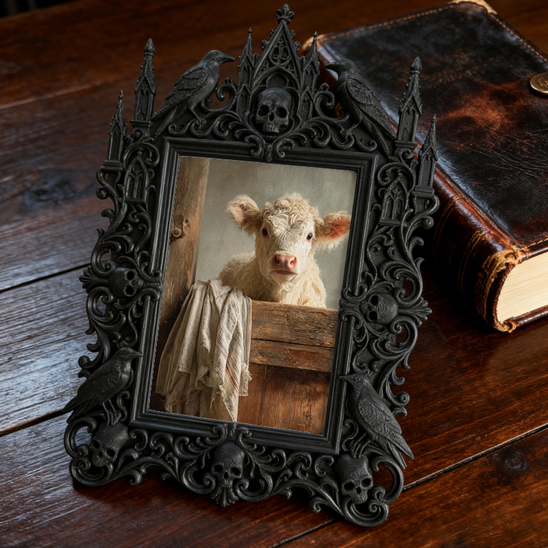 Gothic Dark-style Photo Frame | Dormitory Gothic Corner Decor, Photo Ornament, Wall-mountable & Tabletop, Waterproof Plastic Frame