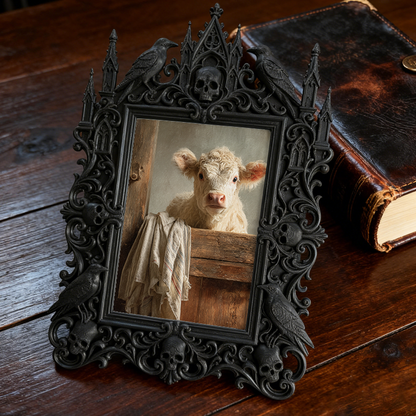 Gothic Dark-style Photo Frame | Dormitory Gothic Corner Decor, Photo Ornament, Wall-mountable & Tabletop, Waterproof Plastic Frame