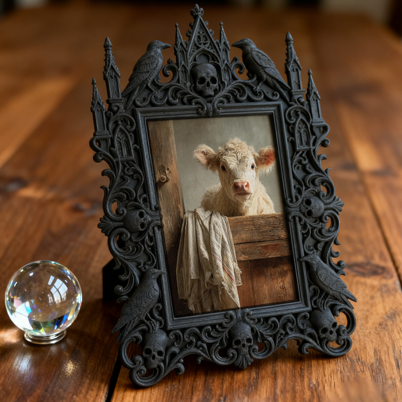 Gothic Dark-style Photo Frame | Dormitory Gothic Corner Decor, Photo Ornament, Wall-mountable & Tabletop, Waterproof Plastic Frame