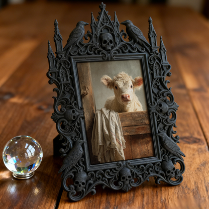 Gothic Dark-style Photo Frame | Dormitory Gothic Corner Decor, Photo Ornament, Wall-mountable & Tabletop, Waterproof Plastic Frame