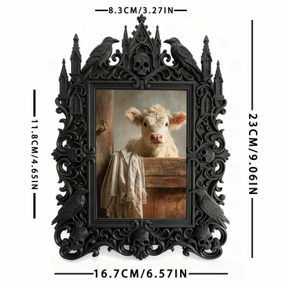 Gothic Dark-style Photo Frame | Dormitory Gothic Corner Decor, Photo Ornament, Wall-mountable & Tabletop, Waterproof Plastic Frame