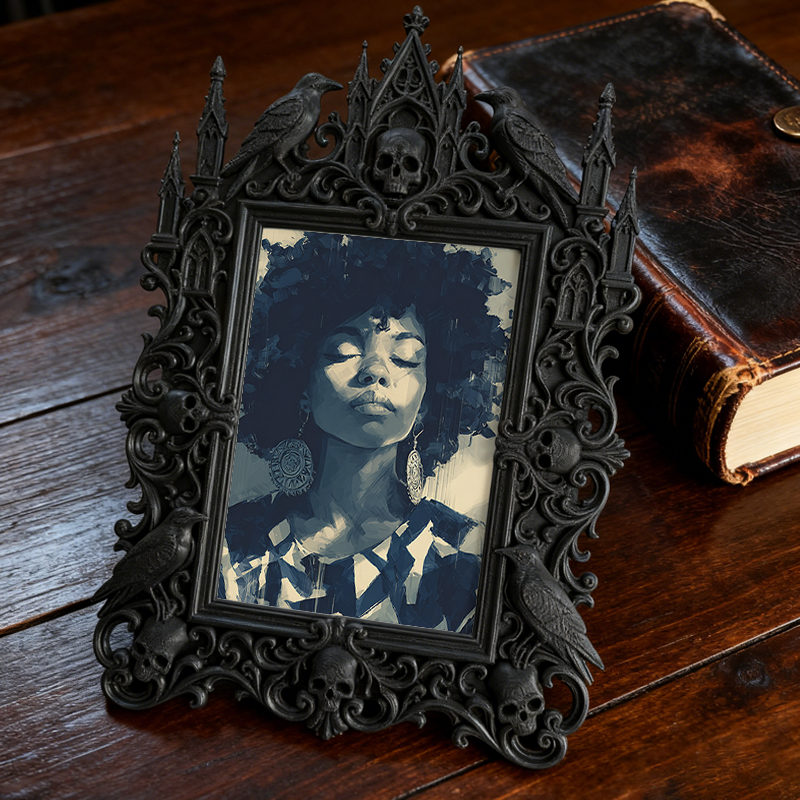 Gothic Dark-style Photo Frame | Handmade Soap Shop Counter Decor, Photo Ornament, Wall-mountable & Tabletop, Waterproof Plastic Frame