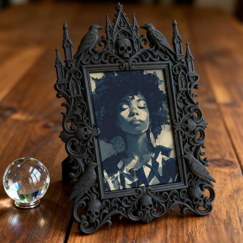 Gothic Dark-style Photo Frame | Handmade Soap Shop Counter Decor, Photo Ornament, Wall-mountable & Tabletop, Waterproof Plastic Frame