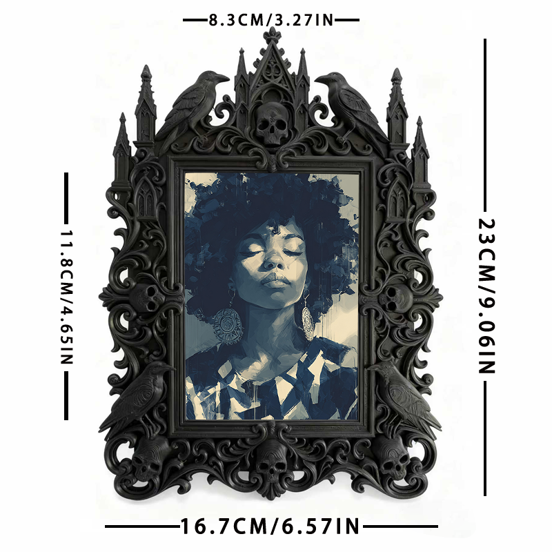 Gothic Dark-style Photo Frame | Handmade Soap Shop Counter Decor, Photo Ornament, Wall-mountable & Tabletop, Waterproof Plastic Frame
