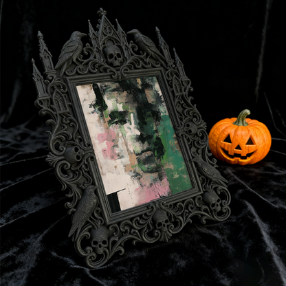 Gothic Dark-style Photo Frame | Fantasy Art Studio Decor, Photo Ornament, Wall-mountable & Tabletop, Waterproof Plastic Frame