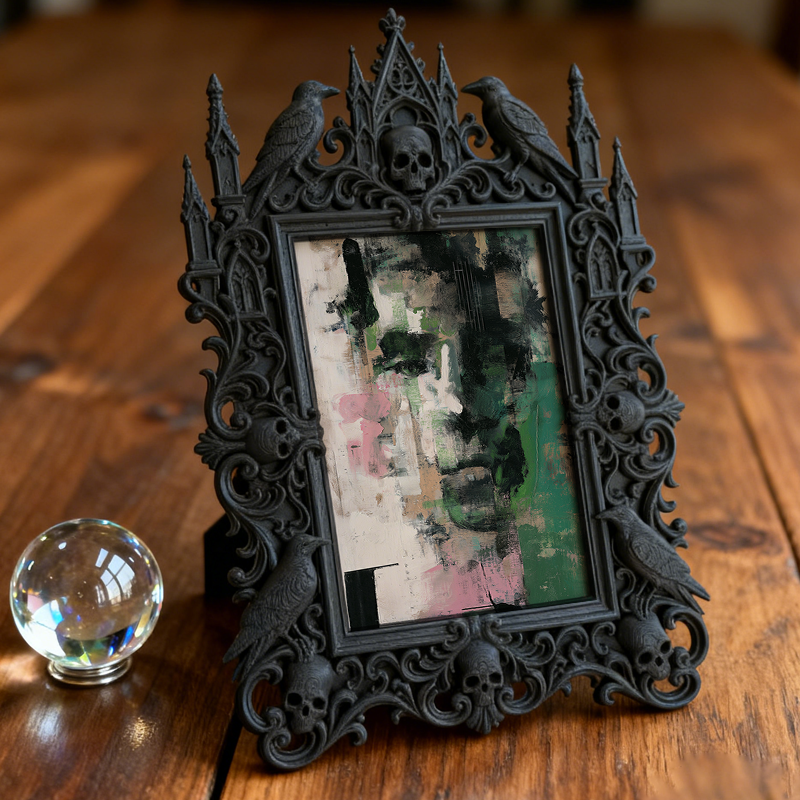 Gothic Dark-style Photo Frame | Fantasy Art Studio Decor, Photo Ornament, Wall-mountable & Tabletop, Waterproof Plastic Frame
