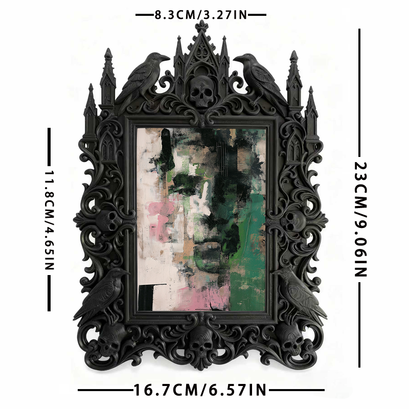 Gothic Dark-style Photo Frame | Fantasy Art Studio Decor, Photo Ornament, Wall-mountable & Tabletop, Waterproof Plastic Frame