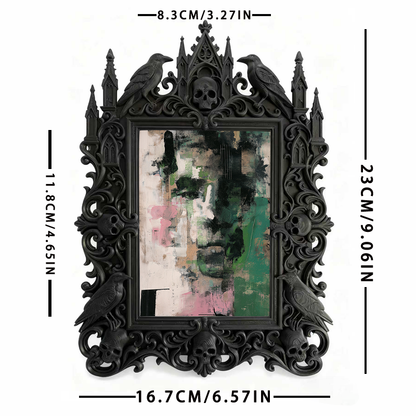 Gothic Dark-style Photo Frame | Fantasy Art Studio Decor, Photo Ornament, Wall-mountable & Tabletop, Waterproof Plastic Frame