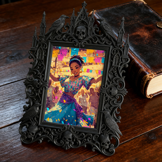 Gothic Dark-style Photo Frame | Retro Bike Shop Wall Decor, Photo Ornament, Wall-mountable & Tabletop, Waterproof Plastic Frame