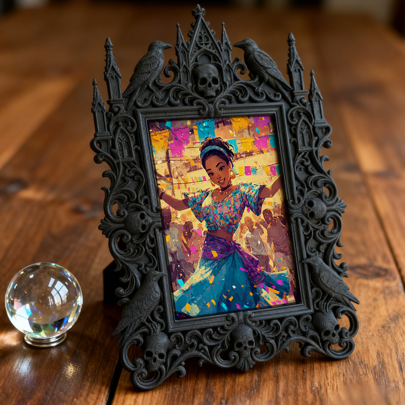 Gothic Dark-style Photo Frame | Retro Bike Shop Wall Decor, Photo Ornament, Wall-mountable & Tabletop, Waterproof Plastic Frame