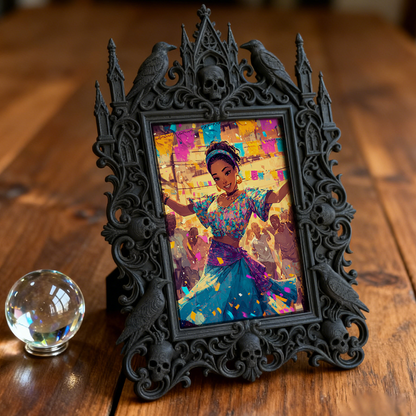 Gothic Dark-style Photo Frame | Retro Bike Shop Wall Decor, Photo Ornament, Wall-mountable & Tabletop, Waterproof Plastic Frame