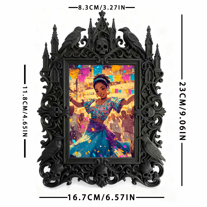 Gothic Dark-style Photo Frame | Retro Bike Shop Wall Decor, Photo Ornament, Wall-mountable & Tabletop, Waterproof Plastic Frame