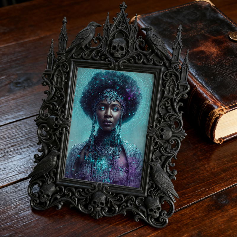 Gothic Dark-style Photo Frame | Gothic Baby Shower Decor, Photo Ornament, Wall-mountable & Tabletop, Waterproof Plastic Frame