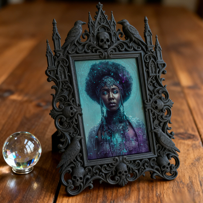 Gothic Dark-style Photo Frame | Gothic Baby Shower Decor, Photo Ornament, Wall-mountable & Tabletop, Waterproof Plastic Frame