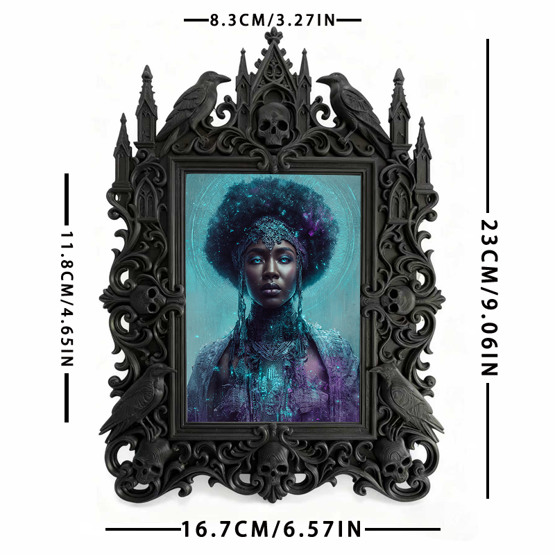 Gothic Dark-style Photo Frame | Gothic Baby Shower Decor, Photo Ornament, Wall-mountable & Tabletop, Waterproof Plastic Frame