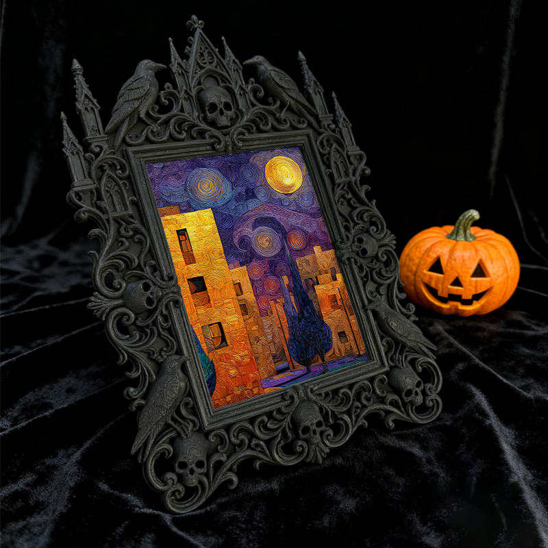 Gothic Dark-style Photo Frame | Home Greenhouse Dark Corner Decor, Photo Ornament, Wall-mountable & Tabletop, Waterproof Plastic Frame
