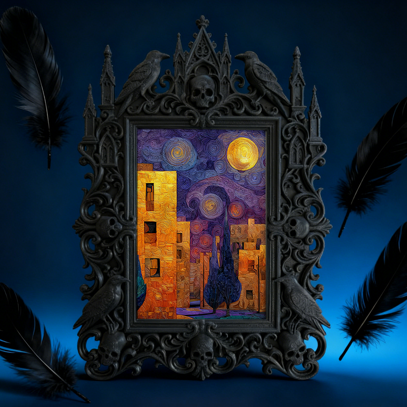 Gothic Dark-style Photo Frame | Home Greenhouse Dark Corner Decor, Photo Ornament, Wall-mountable & Tabletop, Waterproof Plastic Frame