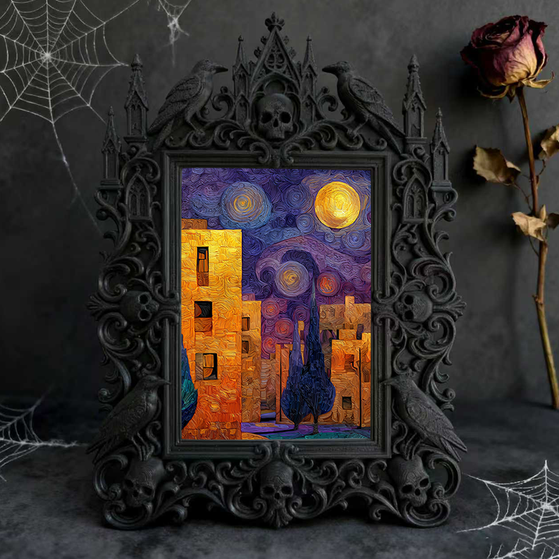 Gothic Dark-style Photo Frame | Home Greenhouse Dark Corner Decor, Photo Ornament, Wall-mountable & Tabletop, Waterproof Plastic Frame
