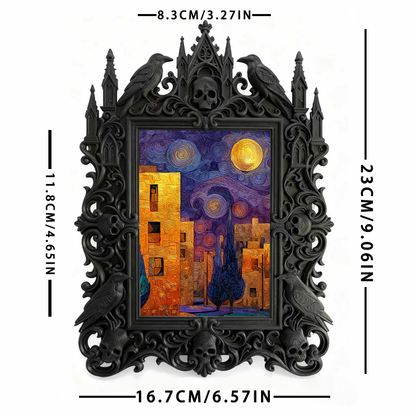 Gothic Dark-style Photo Frame | Home Greenhouse Dark Corner Decor, Photo Ornament, Wall-mountable & Tabletop, Waterproof Plastic Frame
