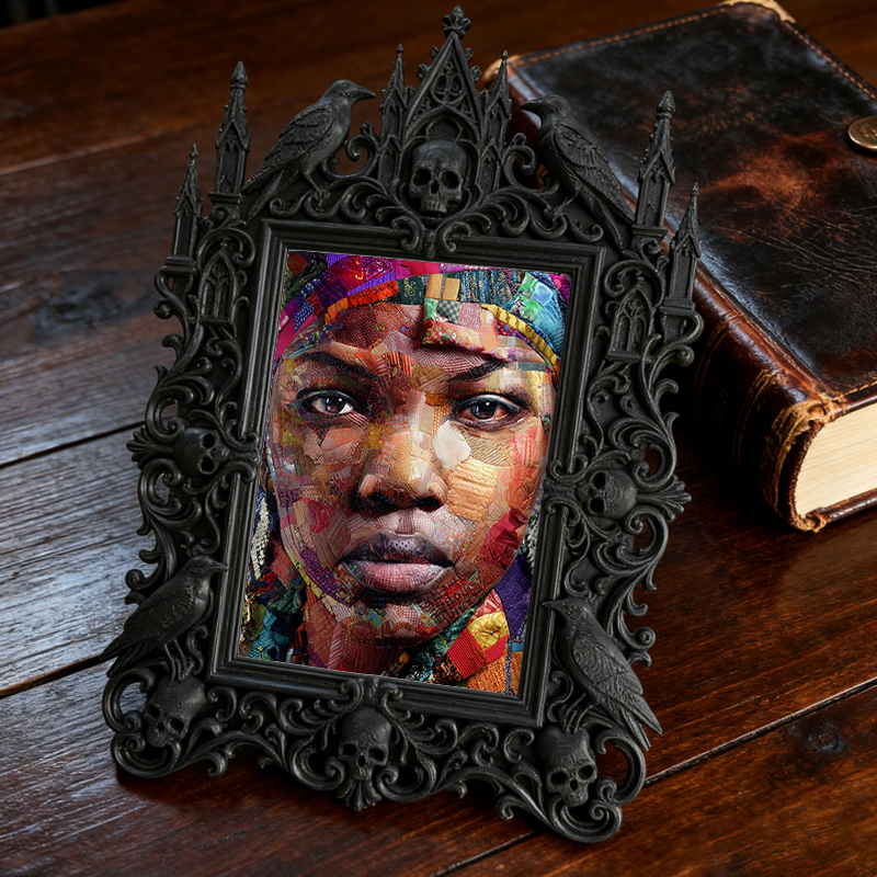 Gothic Dark-style Photo Frame | Retro Candy Store Shelf Decor, Photo Ornament, Wall-mountable & Tabletop, Waterproof Plastic Frame