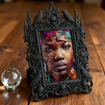 Gothic Dark-style Photo Frame | Retro Candy Store Shelf Decor, Photo Ornament, Wall-mountable & Tabletop, Waterproof Plastic Frame