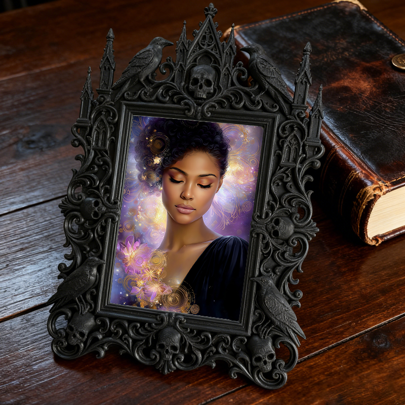 Gothic Dark-style Photo Frame | Paranormal Investigation Office Decor, Photo Ornament, Wall-mountable & Tabletop, Waterproof Plastic Frame