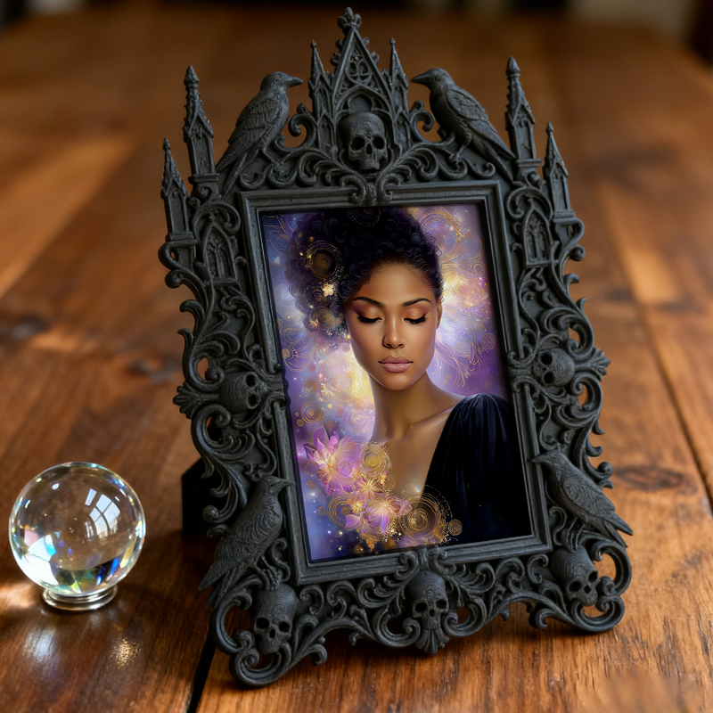 Gothic Dark-style Photo Frame | Paranormal Investigation Office Decor, Photo Ornament, Wall-mountable & Tabletop, Waterproof Plastic Frame