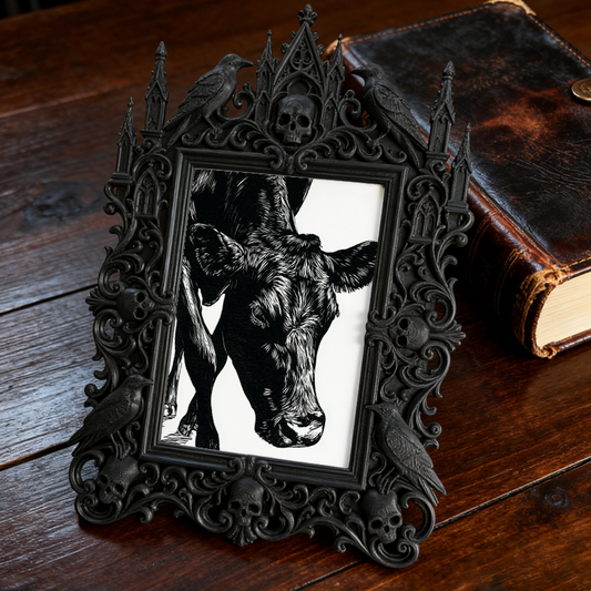 Gothic Dark-style Photo Frame | Handmade Candle Shop Window Decor, Photo Ornament, Wall-mountable & Tabletop, Waterproof Plastic Frame