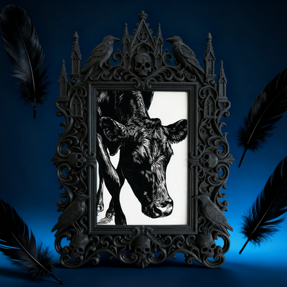 Gothic Dark-style Photo Frame | Handmade Candle Shop Window Decor, Photo Ornament, Wall-mountable & Tabletop, Waterproof Plastic Frame