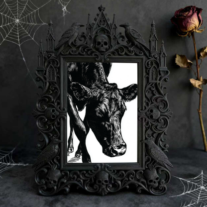 Gothic Dark-style Photo Frame | Handmade Candle Shop Window Decor, Photo Ornament, Wall-mountable & Tabletop, Waterproof Plastic Frame