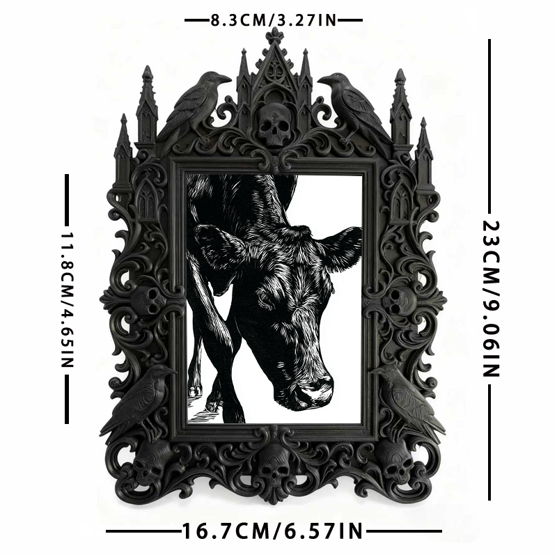 Gothic Dark-style Photo Frame | Handmade Candle Shop Window Decor, Photo Ornament, Wall-mountable & Tabletop, Waterproof Plastic Frame